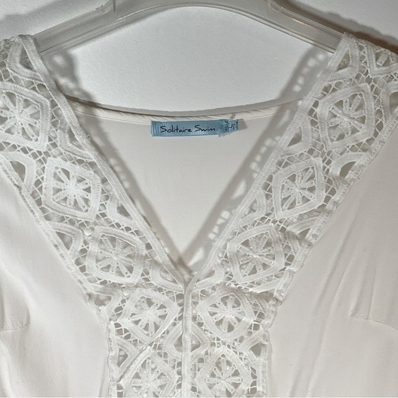 Solitaire Swim Women’s Lace Coverup Blouse Top Boho White Cream Size L - Picture 5 of 5